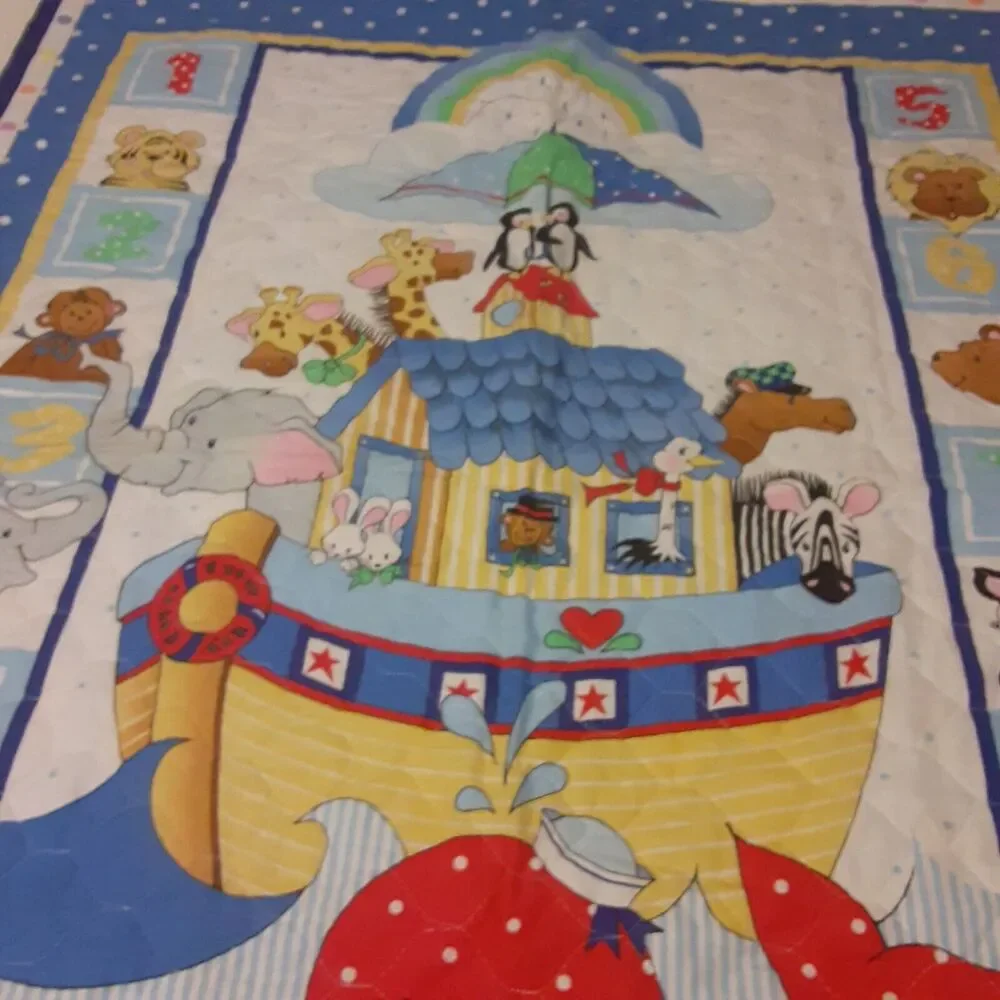 Noah's Ark Embellished Double Sided Children's Quilt/ Wall Hanging NOTE